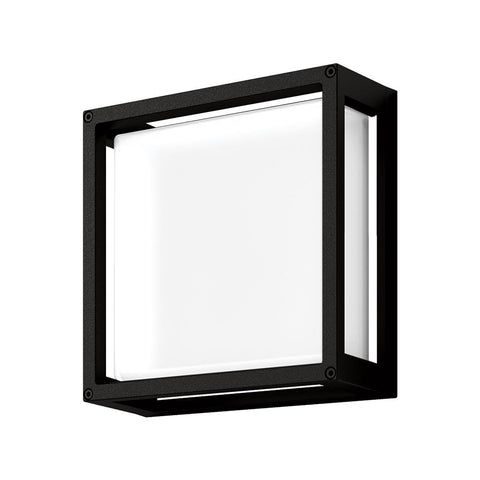 YORK-12 12W Led Square Wall Light IP65 240v - Black