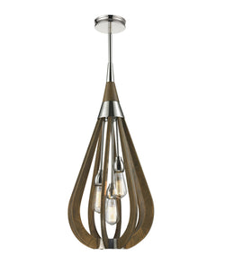 Taupe Wood Tear Drop Pendant Lights Med.